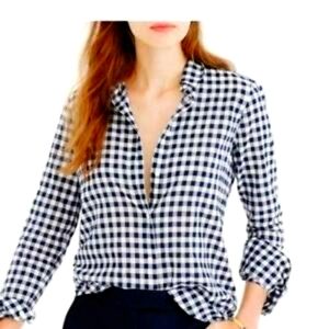 J Crew Boy Shirt Navy Gingham